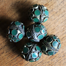 Load image into Gallery viewer, Malachite, Afghanistan, Turkmenistan, Brass, Turkoman,  Imperfections, Jewellery, Global Beads, Collection, Mix, Tigertail, Craftline, Leather, Necklace, Earrings, Ethnic, Tribal, Statement Jewellery, Top-Drill, Hole, Afghan, Middle Eastern, Enamel, Inlaid, Bracelet, Anklet, Wire, Wrapping, Rustic, Gemstones, 
