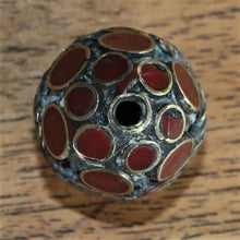 Load image into Gallery viewer, Jasper, Afghanistan, Turkmenistan, Brass, Turkoman,  Imperfections, Jewellery, Global Beads, Collection, Mix, Tigertail, Craftline, Leather, Necklace, Earrings, Ethnic, Tribal, Statement Jewellery, Top-Drill, Hole, Afghan, Middle Eastern, Enamel, Inlaid, Bracelet, Anklet, Wire, Wrapping, Rustic, Gemstones, 
