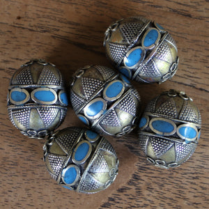 Kazakh, Afghanistan, Kazakhstan, Turquoise, Ural Mountains, False Granulation, Silver, Brass, Turkoman,  Imperfections, Jewellery, Global Beads, Collection, Mix, Kuchi, Tigertail, Craftline, Leather, Necklace, Earrings, Ethnic, Tribal, Statement Jewellery, Top-Drill, Hole, Afghan, Eggs, Barrels, Middle Eastern, Enamel, Inlaid,
