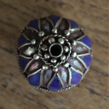 Load image into Gallery viewer, Afghanistan, Turkmenistan, Brass, Turkoman,  Imperfections, Jewellery, Global Beads, Collection, Mix, Tigertail, Craftline, Leather, Necklace, Earrings, Ethnic, Tribal, Statement Jewellery, Top-Drill, Hole, Afghan, Middle Eastern, Enamel, Inlaid, Bracelet, Anklet, Filigree, Wire, Wrapping, Lapis Lazuli, Rustic, Old
