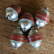 Load image into Gallery viewer, Double Dome, Silver, Jasper, Afghanistan, Turkmenistan, Turkoman,  Imperfections, Jewellery, Global Beads, Collection, Mix, Tigertail, Craftline, Leather, Necklace, Earrings, Ethnic, Tribal, Statement Jewellery, Top-Drill, Hole, Afghan, Middle Eastern, Enamel, Inlaid, Bracelet, Anklet, Collared, Collar,

