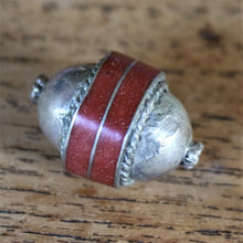 Load image into Gallery viewer, Double Dome, Silver, Jasper, Afghanistan, Turkmenistan, Turkoman,  Imperfections, Jewellery, Global Beads, Collection, Mix, Tigertail, Craftline, Leather, Necklace, Earrings, Ethnic, Tribal, Statement Jewellery, Top-Drill, Hole, Afghan, Middle Eastern, Enamel, Inlaid, Bracelet, Anklet, Collared, Collar,
