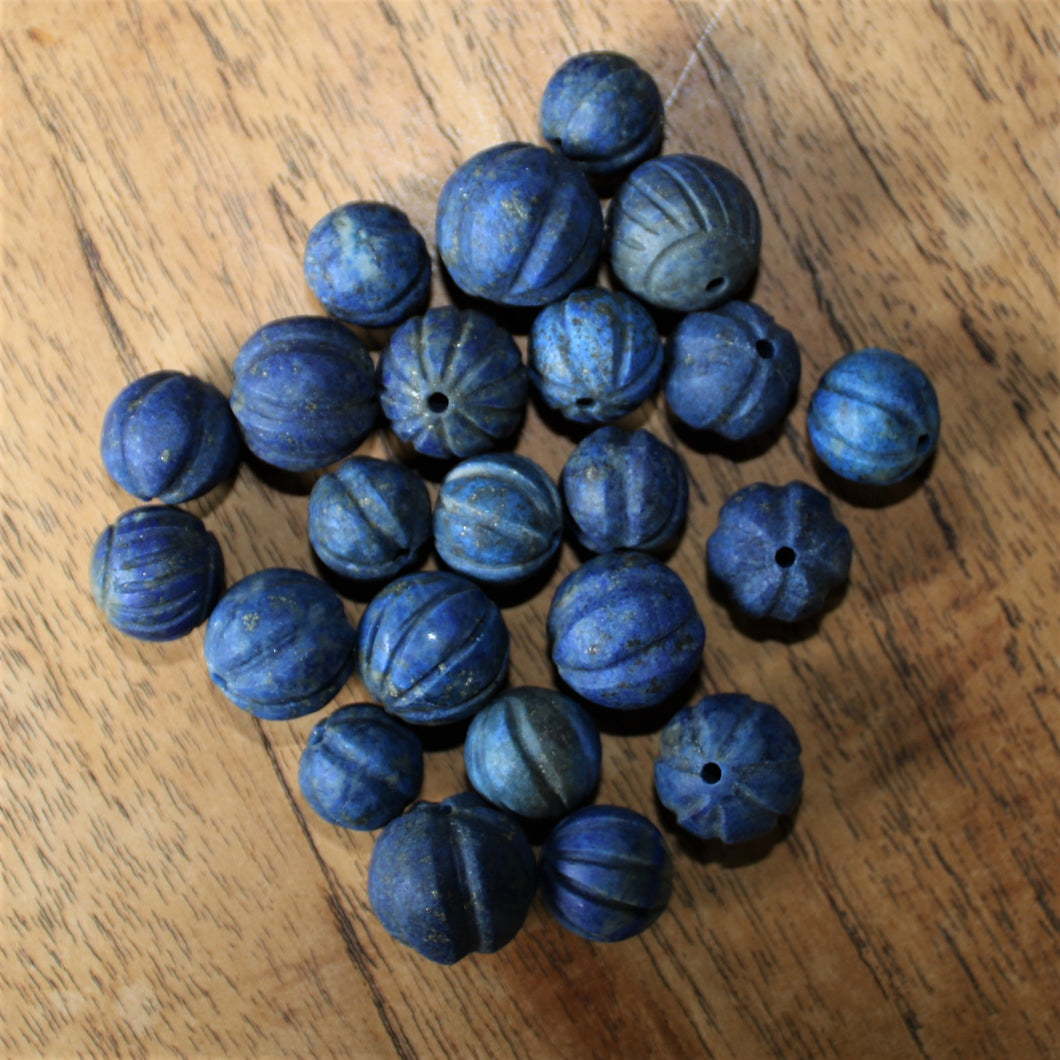 37pcs - 12-18mm Unpolished Rough Afghani Lapis Melons [SPL-4]