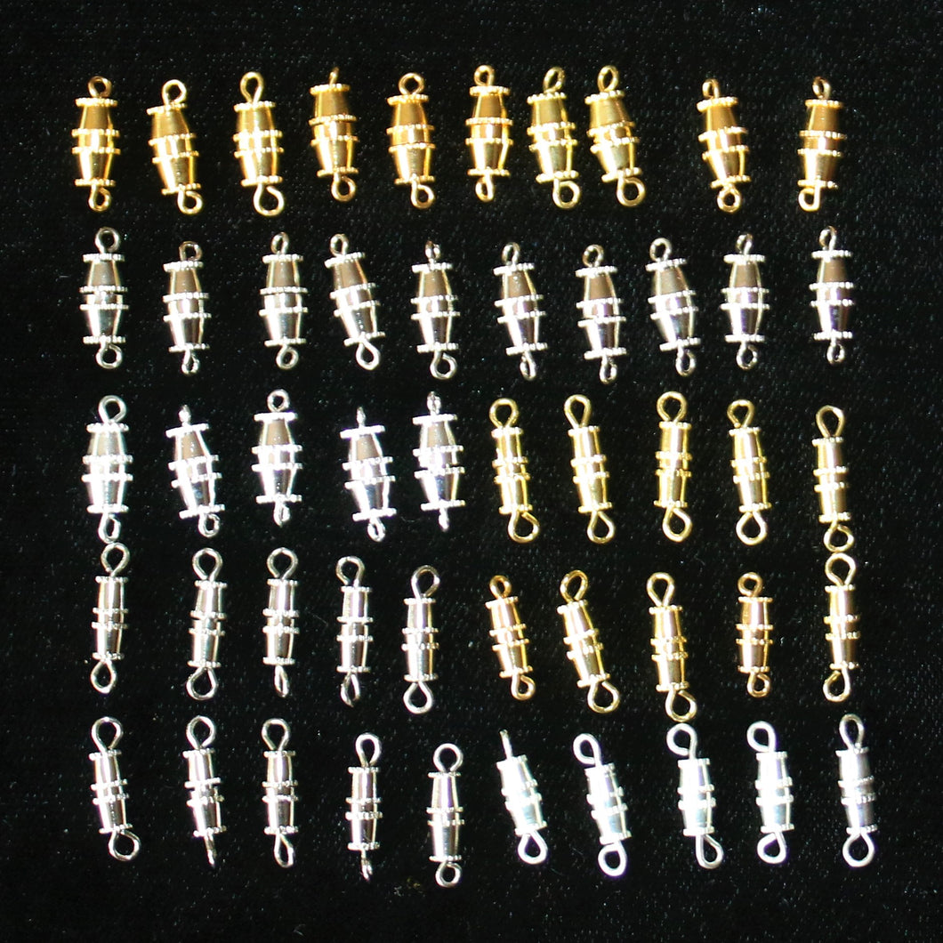 5x10mm, 6x12mm, Gold, Silver, Nickel, Barrel, Torpedo, Barrel Clasp, Clasp, Collection, Findings, Brass, Children, Beaders, Necklace, Bracelet, Anklet, Metal, Jewellery