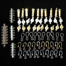 Load image into Gallery viewer, 64, Slide Lock Clasp, Button Clasp, Greek Latch, Popper Clasps, Flat Sleeve Clasps, Fishhook Clasp, Jewellery-Making, Gold, Silver, Nickel, Clasp, Collection, Findings, Brass, Necklace, Bracelet, Anklet, Metal, Jewellery
