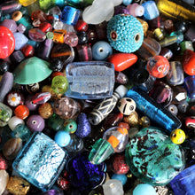 Load image into Gallery viewer, Glass, Bone, Silver Foil, Resin, Indian, Sandcast, Tribal, Ethnic, Rastas, Hand Carved, Malas, Prayer Beads, Faceted, Crystal, Rocaille, 2 kilos, Kashmiri, Ghana, Nigeria, Himalayas, Tibet, Nepal, Pakistan, Indonesia, Czech Republic, Bicones, Rounds, Ovals, Twists, Drops, Tubes, Cubes, Tabular,  Opaque, Transparent, Speckled, Frosted, Silver Foil, Hand-Carved, Frosted Necklaces, Bracelets, Earrings, Necklaces, Bead Curtain, Suncatcher, Multicolours, 
