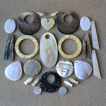 Load image into Gallery viewer, Pendant, Five Eyes, Pau, Abalone, Mother of Pearl, Pink, White, Black, Pearl Shell, Shell, Eyebrows, Collection, Curtains, Suncatchers, Hearts, Drops, Dog Tags, Name Tags, Donuts, Yokes, Shards, Machetes, Fish, Birds, Jewellery, West Australia, Necklaces, Bracelets, Earrings, One-Of-A-Kind, Mix, Scissors, Sparkle Mother of Pearl, 

