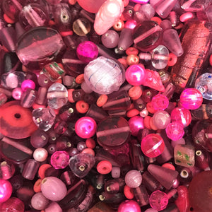Pink, Salmon, Blossom, Cerise, Rose, Magenta, Coral, Fuchsia, Glass, White Metal, Worldwide, Bone, Shell, Tubes, Rounds, Cubes, Bicones, Hearts, Ovals, Drops, Frosted, India, China, Indonesia, Cylinder, Silver Foil, Jewellery, Earrings, Necklaces, Bracelets, Opaque, Transparent, Twists, Frosted, 