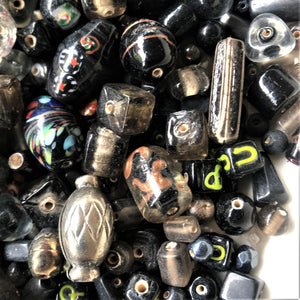 1kg – 1500pcs+ Charcoal Black Mixed All Bead Collection – All Shapes & Sizes