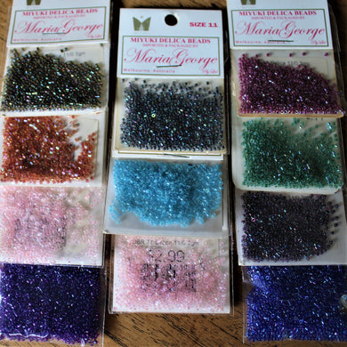 Fuchsia AB, Aqua AB, Blue Violet AB, Aurora Borealis AB, Japanese, Miyuki, Delica, Bead, Collection, Size 11, Transparent, Satin, Jewellery, Bracelets, Bags, Bead Loom, Weaving, Woven, Seed Beads, Peyote Stitch, Cross Stitch,  Embroidery, Fabric,