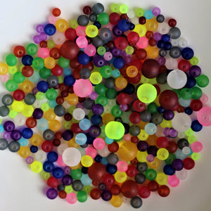 Red, Blue, Orange, Pink, Topaz, Charcoal, Lime, Green, Neon, Clear, Yellow, Round, Indian, Jewellery, Suncatchers, Bead Curtains, Earrings, Necklaces, Bracelets, Assorted, Multicolour, Collection, Beads, Frosted,