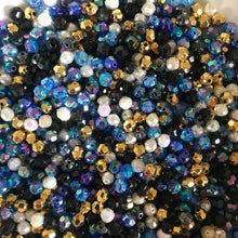 Load image into Gallery viewer, Plastic, Beads, Multicoloured, Mixed, Assorted, Collection, Taiwan, Asian, Transparent, Black, Whitby Jet, Jet Black, Black Knight, Charcoal, Silver, Purple, Blackberry, Violet, Fuchsia, Gold,  Aqua, Baby Blue, Azure, Pale Turquoise, Aquamarine, Rosaries, Suncatchers, Bead Curtains, Jewellery, Key Rings, Necklaces, Bracelets, Art Projects, Counting, Teaching, 
