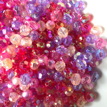Load image into Gallery viewer, Plastic, Beads, Multicoloured, Mixed, Assorted, Collection, Taiwan, Asian, Transparent, Gold, Pink, Salmon, Blossom, Cerise, Rose, Magenta, Coral, Fuchsia, Red, Scarlet, Siam, Rose, Crimson, Rosaries, Suncatchers, Bead Curtains, Jewellery, Key Rings, Necklaces, Bracelets, Art Projects, Counting, Teaching,
