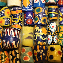 Load image into Gallery viewer, Africa, Nigeria, Ghana, Sandcast, Glass, Recycled, Yoruba, Krobo, Bottles, Old, Jars, Ethnic, Tribal, Statement, Jewellery, Necklaces, Bracelets, Boho, Cassava, Molds, Clay, Kilns, Mortar, Pestle, Wood-Burning, Leg Bangles, Collection, Mix, West Africa,   
