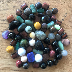 Semi-Precious, Moss Agate, White Agate, Quartz, Tiger Eye, Onyx, Obsidian, Mookaite, Labradorite, Jasper, Jade, Amethyst, Lapis Lazuli, Aventurine, Polished, Stone, Statement, Spiritual, Ochre, Necklace, Mustard Yellow, Mix, Leather, Jewellery, Jewellery-Making, Bracelet, Bangle, Anklet,  Collection, Beads, Assorted,  