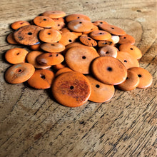 Load image into Gallery viewer, India, Beads, Jewellery Making, Collection, Necklace, Dyed, Bracelet, Black, Water Buffalo, Bone, Buffalo, Asia, Thailand, Borneo, Indonesia, China, Costume Jewellery, Craft, Art, Sea Tangerine Orange, Projects, Orange, Saucer Discs, Tangerine,
