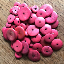 Load image into Gallery viewer, India, Beads, Jewellery Making, Collection, Necklace, Dyed, Bracelet, Black, Water Buffalo, Bone, Buffalo, Asia, Thailand, Borneo, Indonesia, China, Costume Jewellery, Craft, Art, Pink, Projects, Dark Pink, Saucer Discs,

