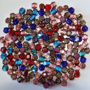 Cathedral, Preciosa, Antique, Bronze, Ends, Multi-Coloured, Czechoslovakia, Czech Republic, Czech, Faceted, Crystal, Crystal Beads, Fire-Polished, Glass, Glass Beads, Jewellery, Designs, Necklace, Bracelet, Earrings, Anklet, Boho, Vintage, Red, Purple, Lilac, Pink, Capri Blue, Blue, Green, 6mm.  