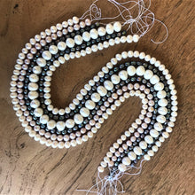 Load image into Gallery viewer, Beads, Pearls, Potato Pearls, Freshwater, Strands, Cultured, White, Cream, Peacock Grey, Coloured, Mussel,  Saltwater, Japan, USA, Taiwan, China, Necklaces, Bracelets, Earrings,  Jewellery, Peach, Saltwater,  
