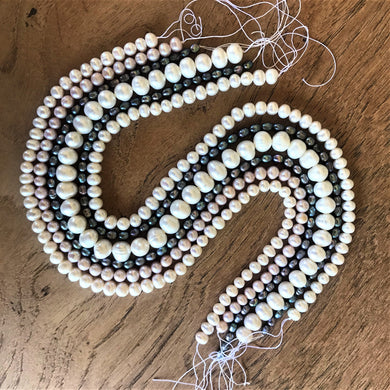 Beads, Pearls, Potato Pearls, Freshwater, Strands, Cultured, White, Cream, Peacock Grey, Coloured, Mussel,  Saltwater, Japan, USA, Taiwan, China, Necklaces, Bracelets, Earrings,  Jewellery, Peach, Saltwater,  