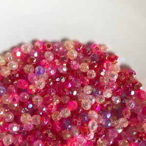 Plastic, Beads, Multicoloured, Mixed, Assorted, Collection, Taiwan, Asian, Transparent, Gold, Pink, Salmon, Blossom, Cerise, Rose, Magenta, Coral, Fuchsia, Red, Scarlet, Siam, Rose, Crimson, Rosaries, Suncatchers, Bead Curtains, Jewellery, Key Rings, Necklaces, Bracelets, Art Projects, Counting, Teaching,