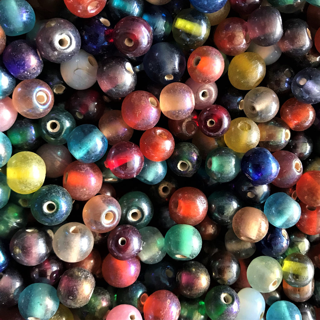 Glazed, Round, Multicoloured, Glass, India, Hearts, Collection, Global, Beads, Glazed, Red, Orange, Purple, Navy, Topaz, Yellow, Mustard, Lime, Blue, Violet, Fuchsia, Ruby, Magenta, Clear, Aqua, Pink, Forest Green, Jewellery, Earrings, Necklaces, Bracelets, 