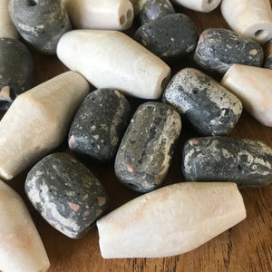 Mountain Stone, Handmade, Sumatra, Indonesia, Asia, Clay, Cylinders, Stubbies, Bicones, Necklaces, Bracelets, Jewellery-Making, 