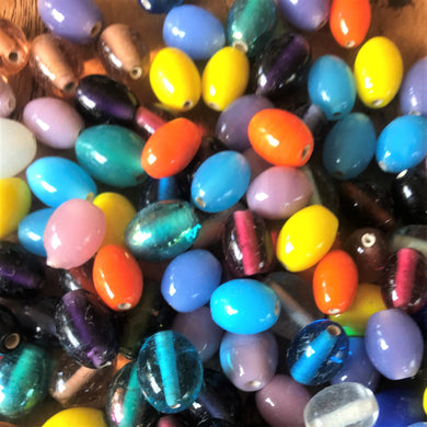 Glazed, Oval, Multicoloured, Glass, India, Hearts, Collection, Global, Beads, Glazed, Red, Orange, Purple, Navy, Topaz, Yellow, Mustard, Lime, Blue, Violet, Fuchsia, Ruby,