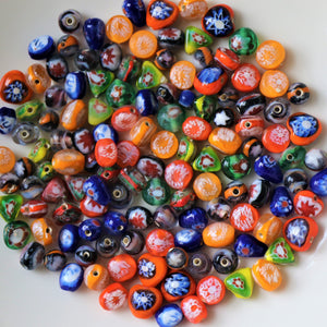 Tangerine, Red, Oval, Orange, India, Green, Global, Beads, Glazed, Glass, Collection, Blue, Beads