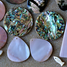 Load image into Gallery viewer, Pendant, Four Eyes, Pau, Abalone, Mother of Pearl, Pink, White, Black, Pearl Shell, Shell, Eyebrows, Collection, Curtains, Suncatchers, Hearts, Drops, Dog Tags, Name Tags, Donuts, Yokes, Shards, Machetes, Fish, Birds, Jewellery, West Australia, Necklaces, Bracelets, Earrings, One-Of-A-Kind, Mix, Scissors, Sparkle Mother of Pearl, 
