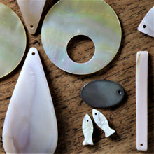 Load image into Gallery viewer, Pendant, Voodoo, Pau, Abalone, Mother of Pearl, Pink, White, Black, Pearl Shell, Shell, Eyebrows, Collection, Curtains, Suncatchers, Hearts, Drops, Dog Tags, Name Tags, Donuts, Yokes, Shards, Machetes, Fish, Birds, Jewellery, West Australia, Necklaces, Bracelets, Earrings, One-Of-A-Kind, Mix, Scissors, Pink Mother of Pearl, 
