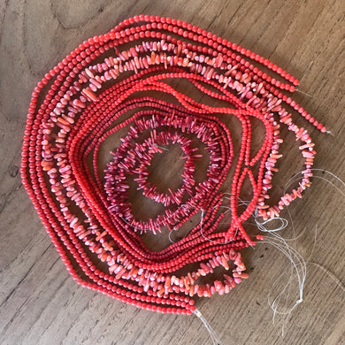 Pink, Orange, Red, Strand, Coral, Coral Shards, Necklace, Bracelet, Earrings, Beads, Pendants, Shards, Collection, Bamboo, Shards, Ocean, Natural, Worldwide, Seaside, Afghan, Collectible,