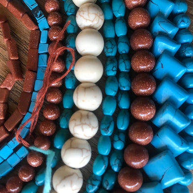 Reconstituted Turquoise, Onyx, Algeria, Himalayas, Stone Beads, Sunstone, Black, Goldstone, Sri-Lanka, Jewellery, Necklaces, Bracelets, Earrings, Semi-Precious Stones, Beads, Canada, Turquoise Stone Beads, Round Stone Beads, Assorted Semi-Precious Stone Beads, European, 