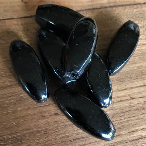 44pcs – 12x35mm ‘Square Tubes’ – Large Black Indian Glass Beads