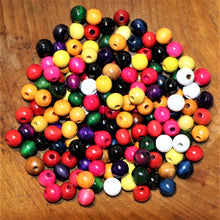 Load image into Gallery viewer, Red, Yellow, Green, Brown, Blue, Tan, Natural, Orange, Pink, Black, Purple, White, Wood, Taiwan, Mix, Wooden, Macramé, Large, Hole, Jewellery Making,  Hair, Dread Locks, Coloured, Collection, Art, Projects, 4mm, Necklaces, Bracelets, Statement Jewellery, Earrings, Jewellery, Suncatchers, Bead Curtains, Mix, 
