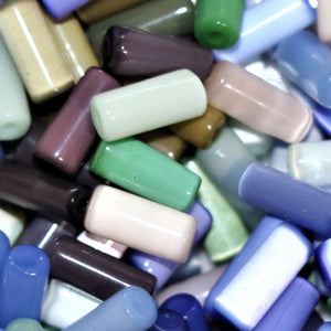 Tube, Purple, Multi-Coloured, Mix, Lime, India, Grey, Green, Global, Beads, Glazed, Glass, Forest, Cylinder, Cat's, Eye, Blue, Aqua, 10mm, Varanasi, Beads,