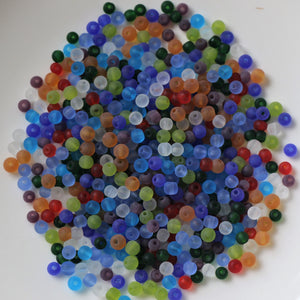 Rounds, Mix, Matt, Jewellery Making Supplies, Jewellery, Indian, Beads, Frosted, Coloured, Collection, Art, Projects, 4mm, Suncatchers, Bead Curtains, Topaz, Green, Black, Blue, Brown, Purple, Red, Purple, Pink, Orange, Mix, Matt, Lime, Yellow, 