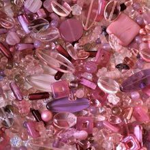 Load image into Gallery viewer, Pink, Lilac, Pale Purple, Clear, Salmon, Blossom, Cerise, Rose, Magenta, Coral, Fuchsia, Czechoslovakia, Glass, Beads, Cubes, Bicones, Ovals, Rounds, Tabular, Cylinder, Tube, Transparent, Tiles, Round, Oval, Mix, Frosted, Hearts, Beads, Glazed, Glass, Faceted, Drops, Collection, Coin, Bicone, Necklace, Bracelet, Earrings, Anklet, Frosted, Jewellery, Czech Republic, Boho, Vintage, 
