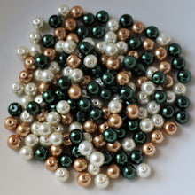 Load image into Gallery viewer, White, Green, Gold, Statement, Necklace, Bracelet, Earrings, Anklet, Jewellery, Glass, Pearls, China, Collection, Jewellery-Making, Peacock, 10mm,
